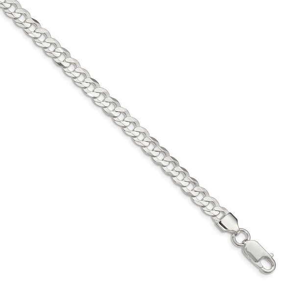 5.6mm Sterling Silver Solid Concave Beveled Curb Chain Necklace 20 In